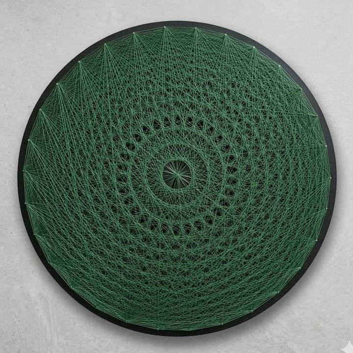 Deep green circular string art